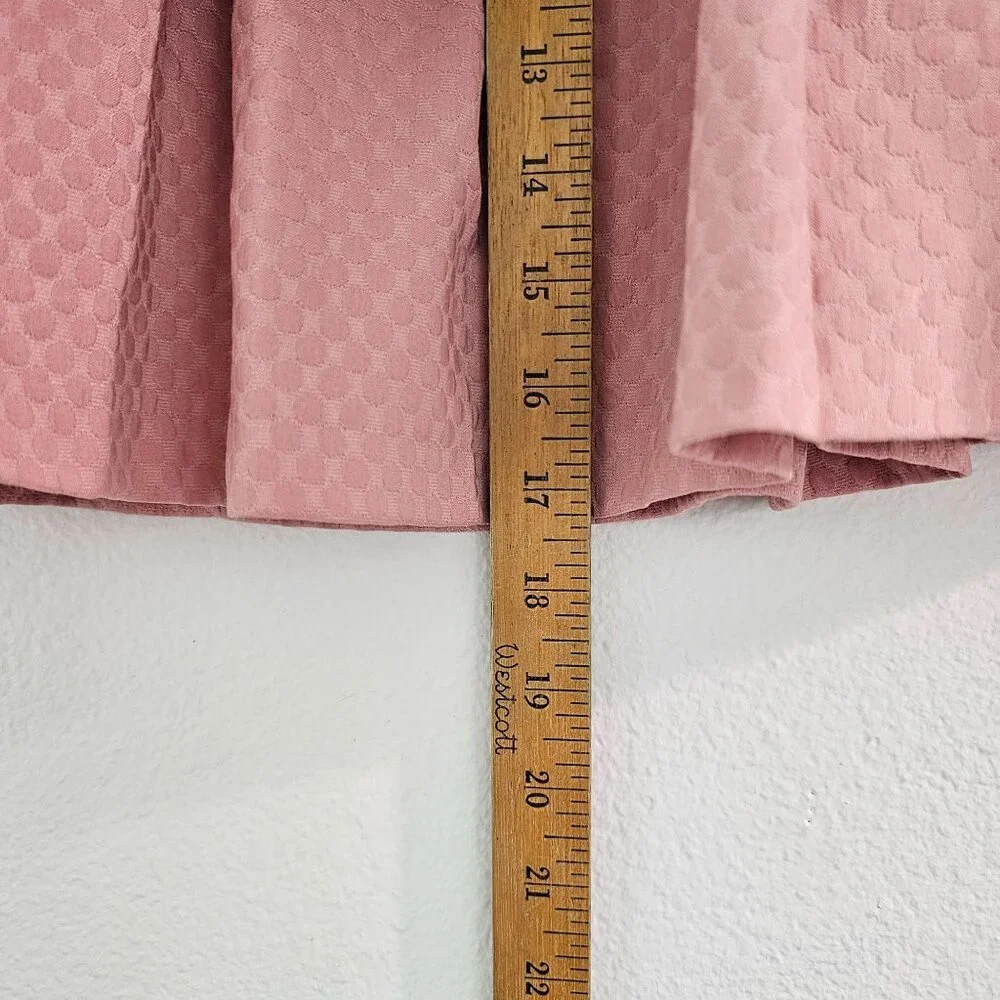 ELLE Sz 10 Y2K Pink Textured Pleated Skater Skirt Zipper Closure Lined Preppy